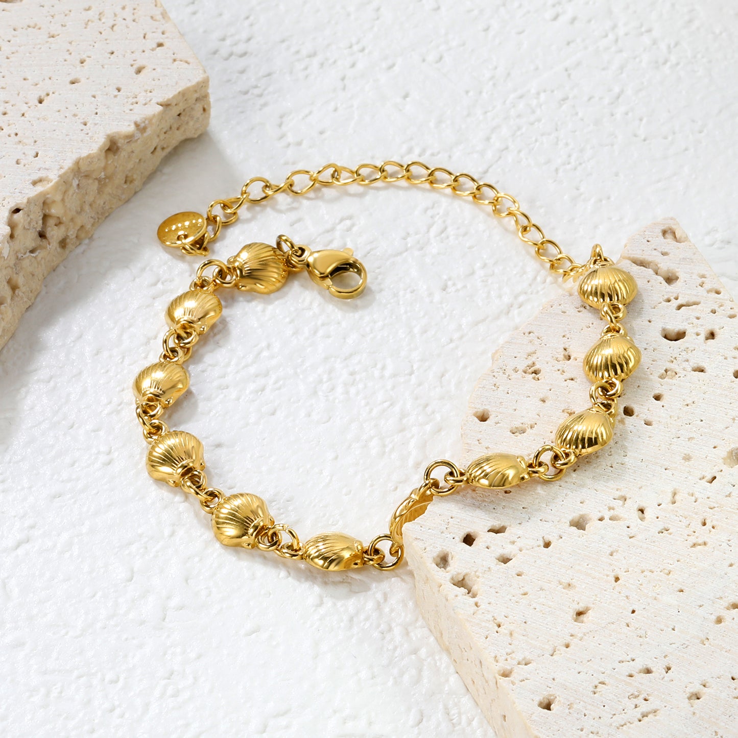 Wholesale Stainless Steel Botanical Shell Charm Bracelet