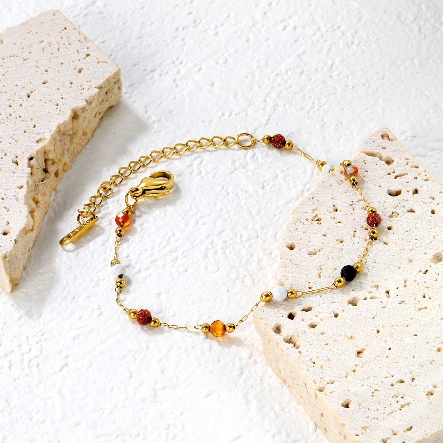 Bulk Stainless Steel Natural Bead & Colored Stone Bracelet