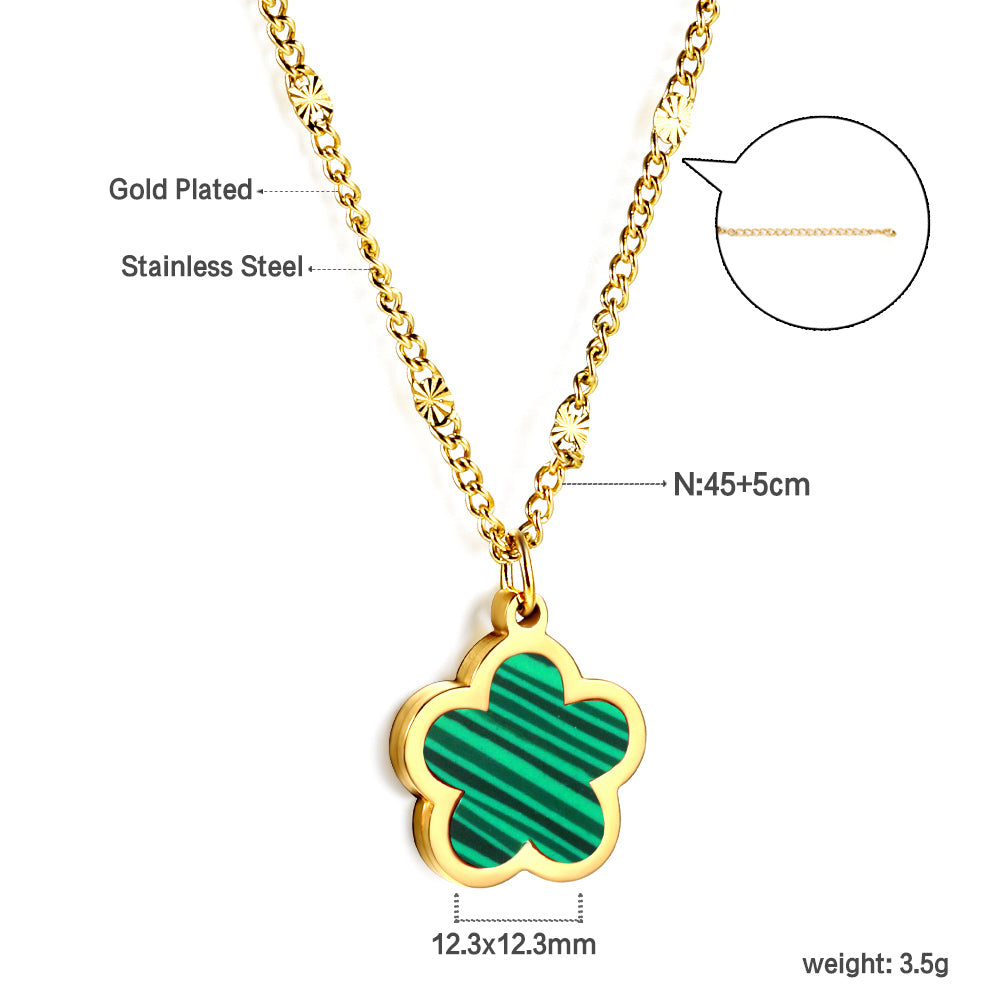 Wholesale Stainless Steel Five - petal Flower Pendant Necklace Elegant Style