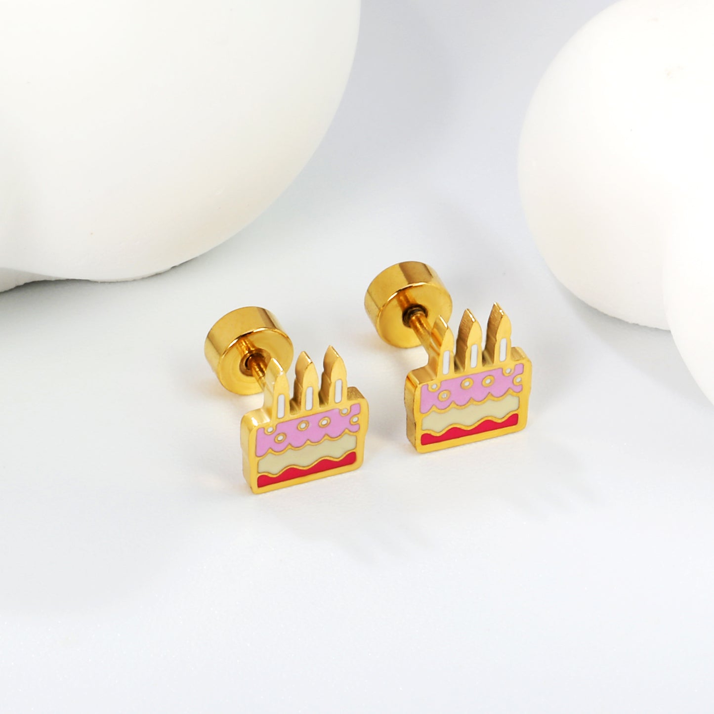 Wholesale 18K Gold Santa Stud Earrings Festive Joy