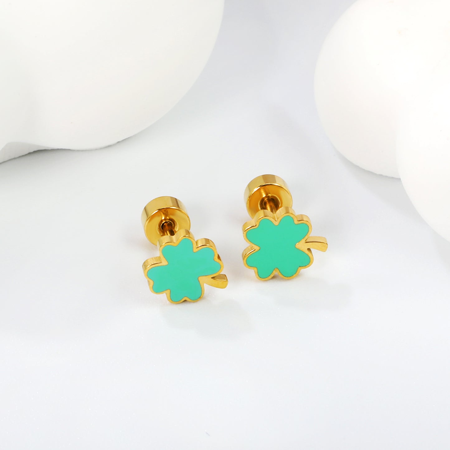 Wholesale 18K Gold Clover Stud Earrings Lucky Design