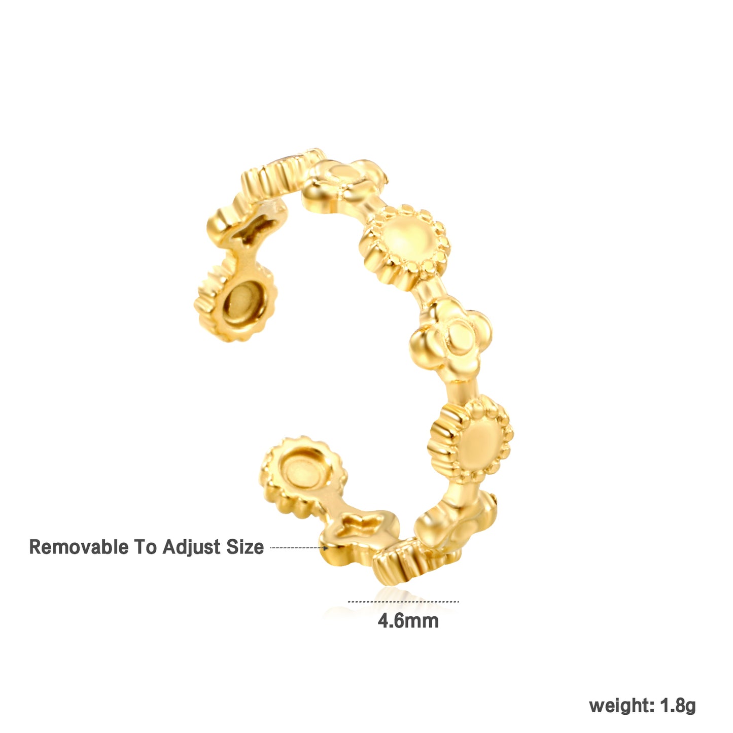 Wholesale Gear-Patterned Industrial-Style 18K Gold Stainless Steel Ring