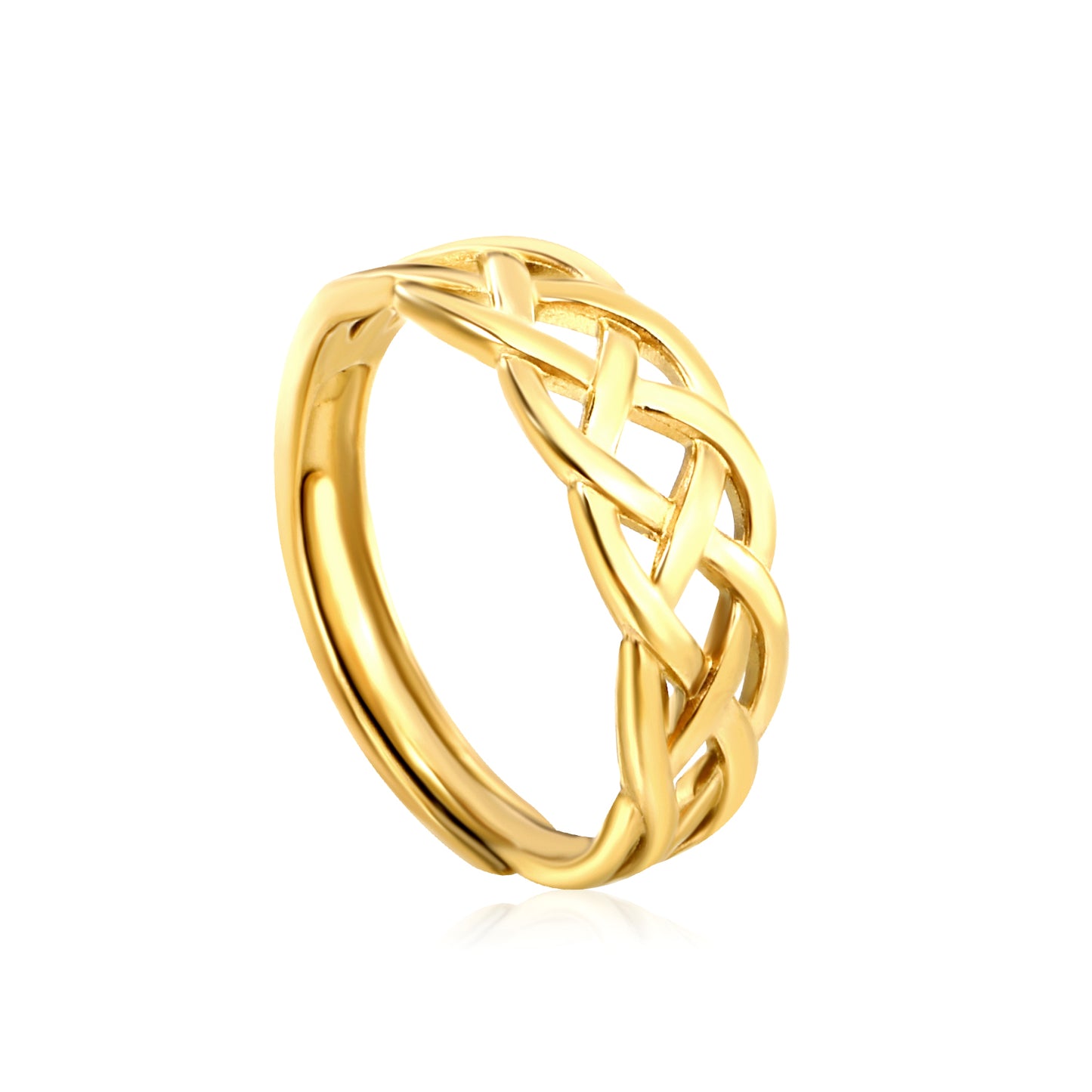 Wholesale Braided Texture Adjustable 18K Gold Stainless Steel Ring