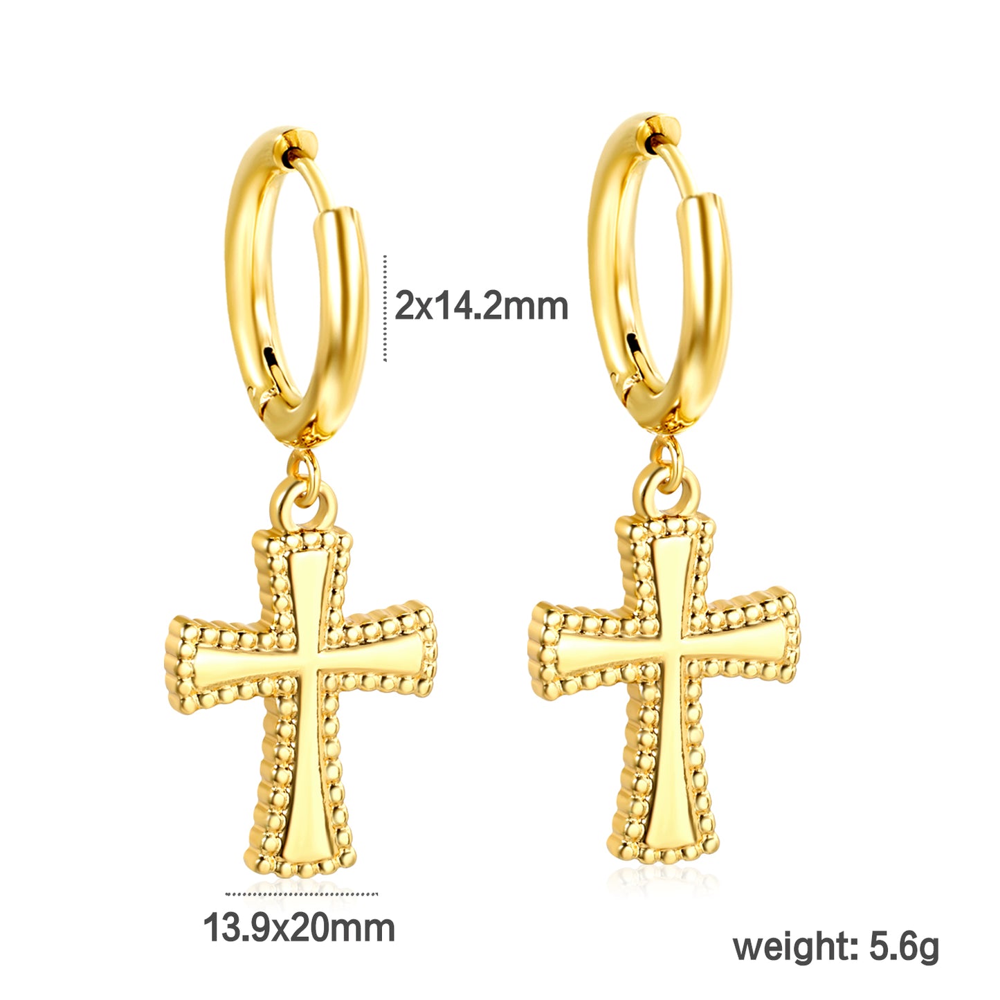 Golden earrings + cross earrings jewelry suppliers