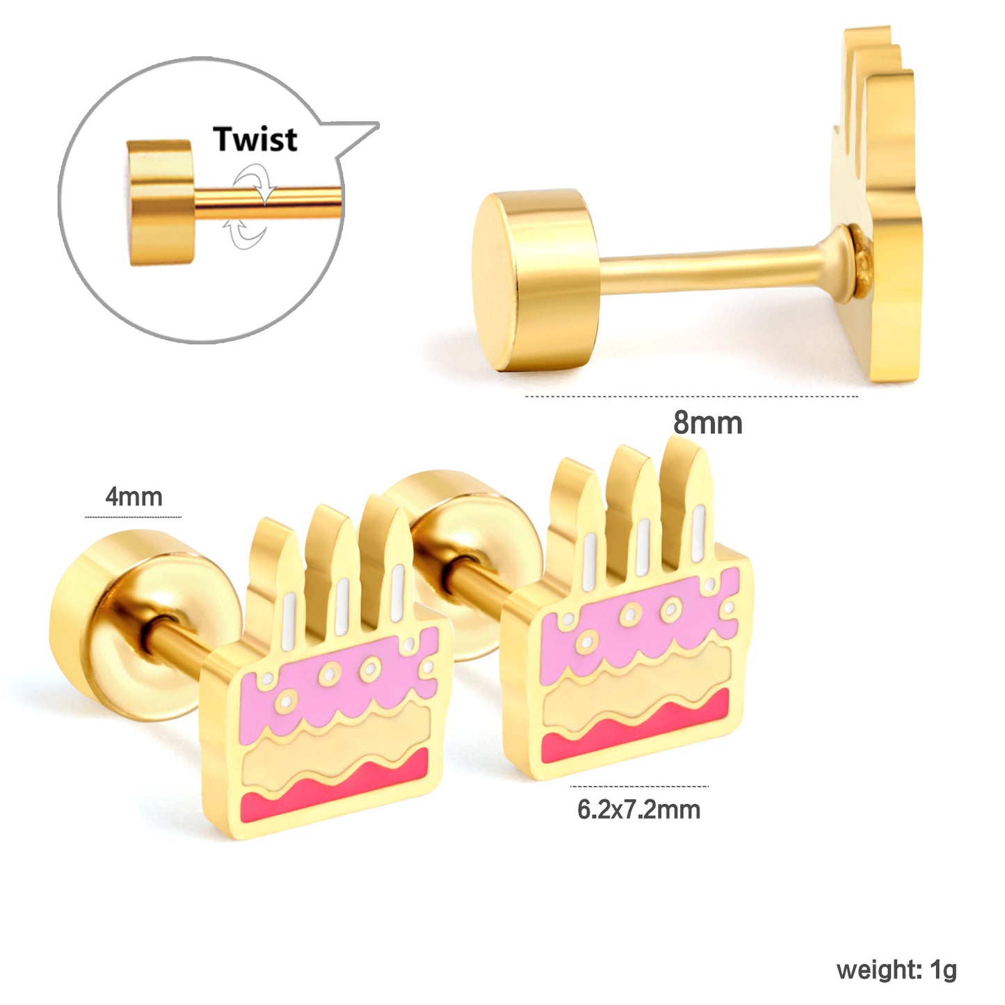 Wholesale 18K Gold Santa Stud Earrings Festive Joy