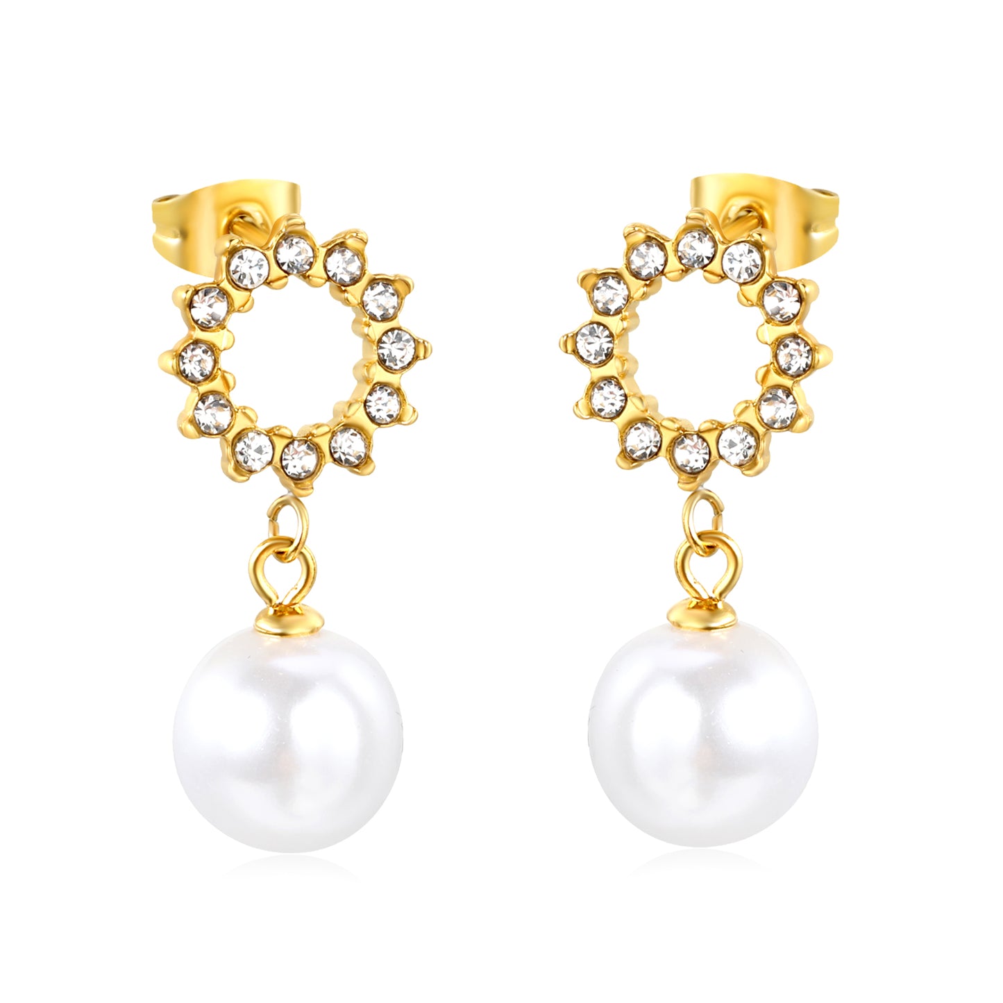 Golden gummy bead pendant + round with white diamond hoop earrings jewelry supplier