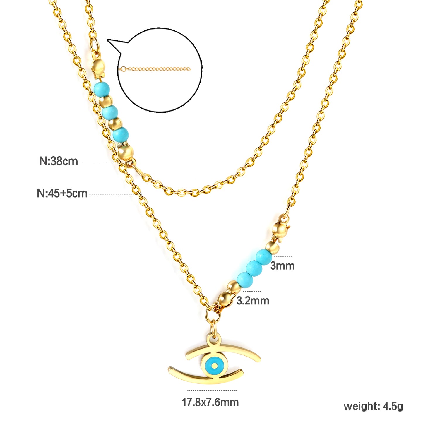 Bulk Gold Tone Double - layer Chain Gold Decor Necklace Luxurious Shine