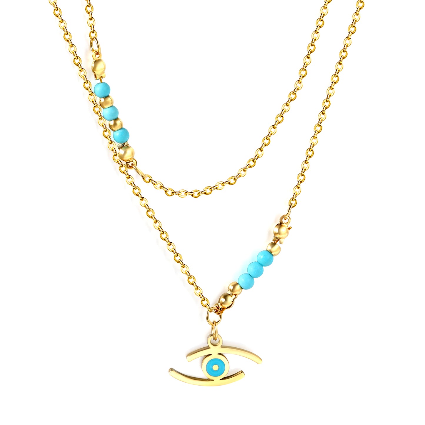 Bulk Gold Tone Double - layer Chain Gold Decor Necklace Luxurious Shine