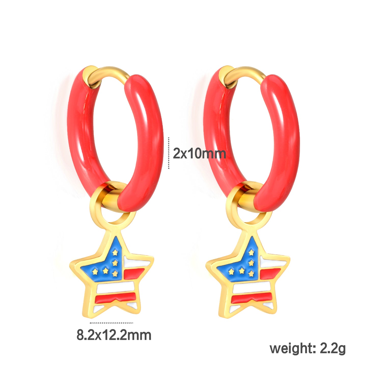 Wholesale Red Hoop Earrings with Star Charm