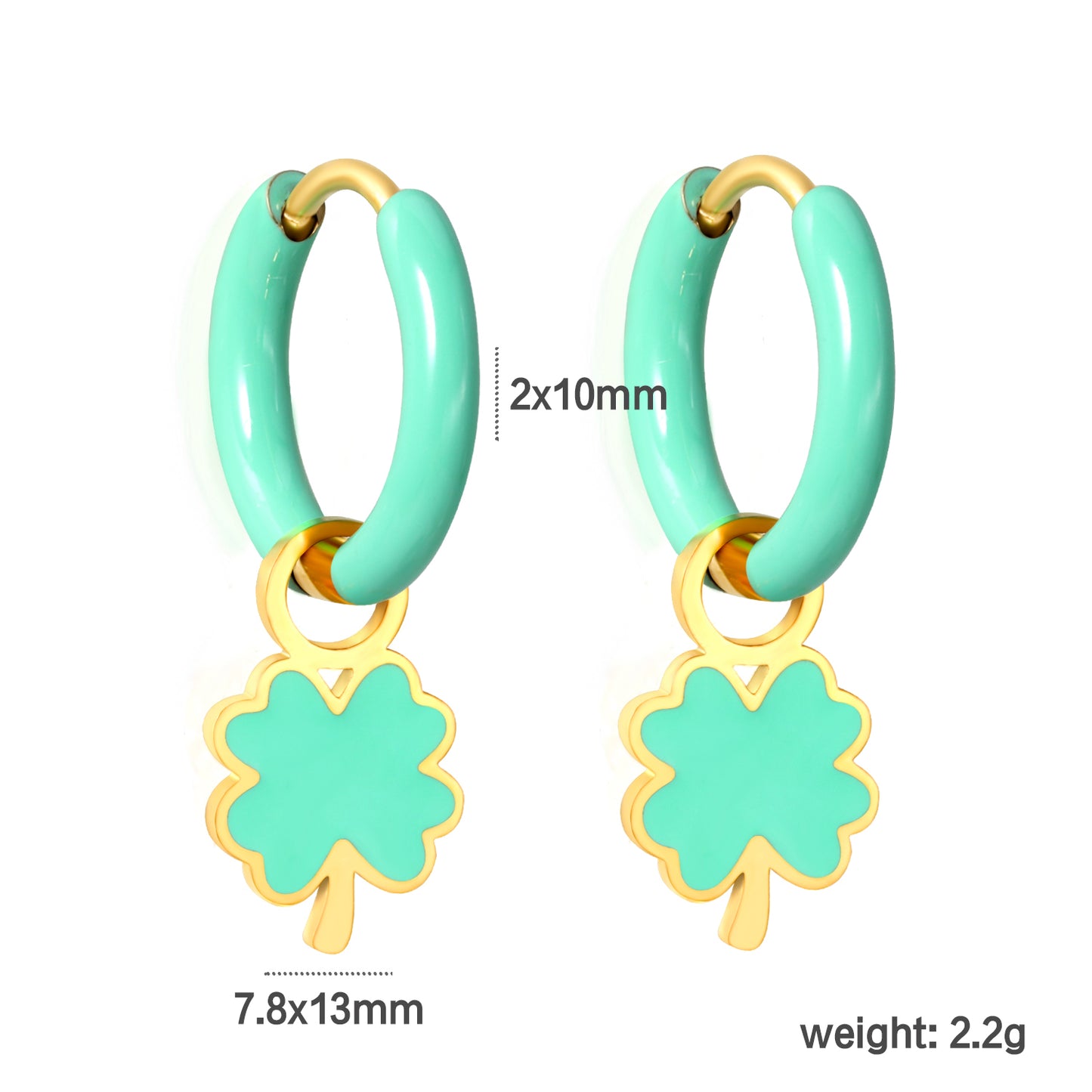 Wholesale Green Hoop Earrings with Green Clover Charm