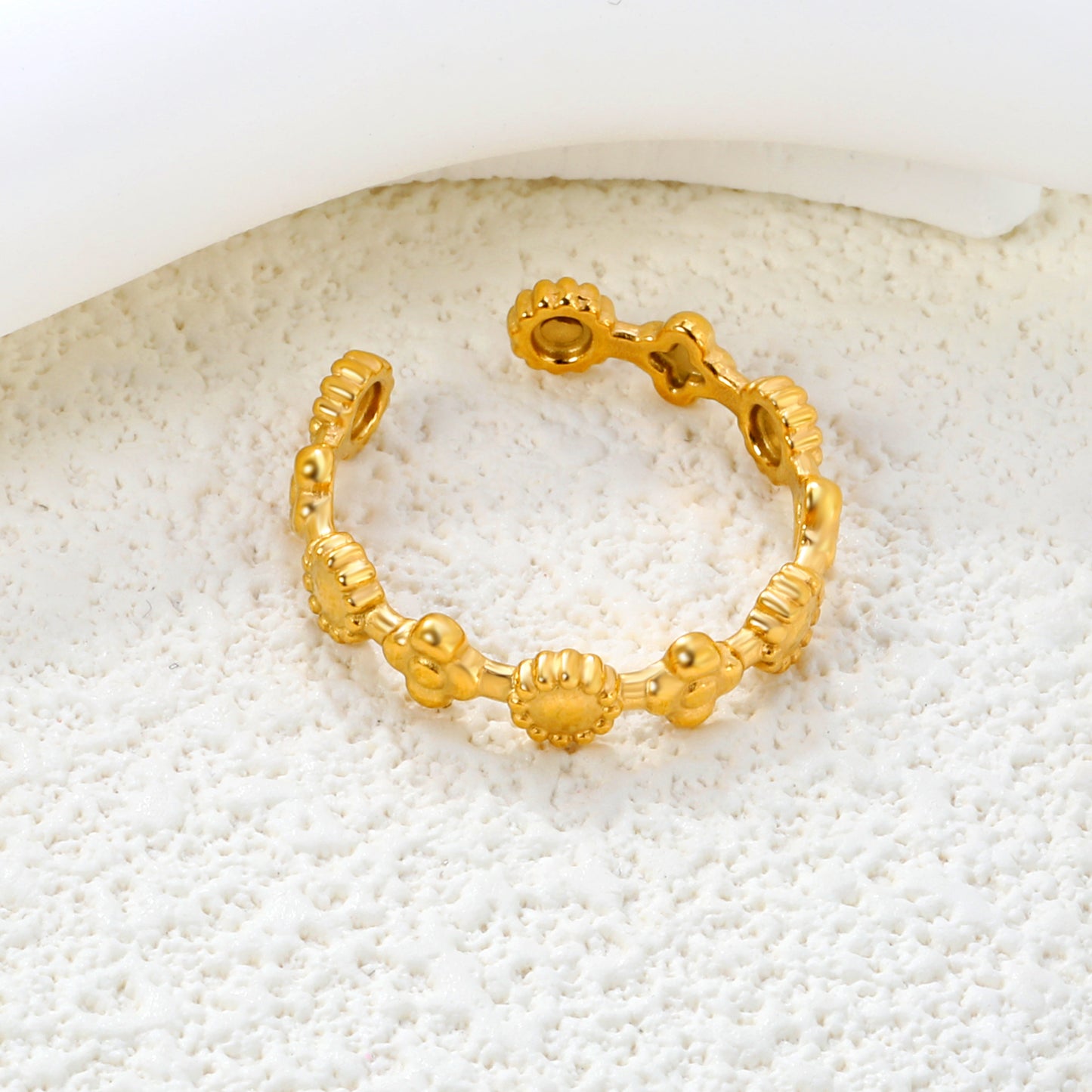 Wholesale Gear-Patterned Industrial-Style 18K Gold Stainless Steel Ring