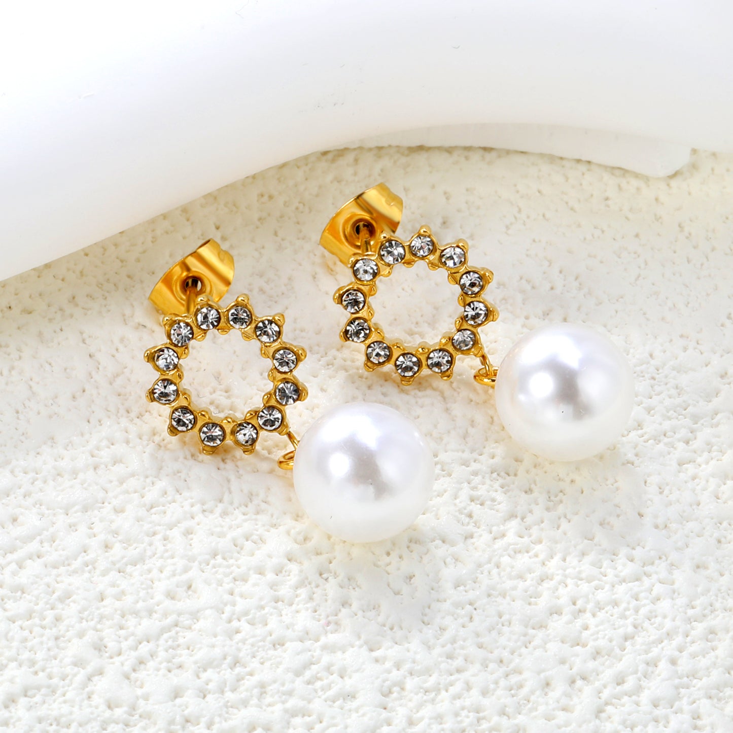 Golden gummy bead pendant + round with white diamond hoop earrings jewelry supplier