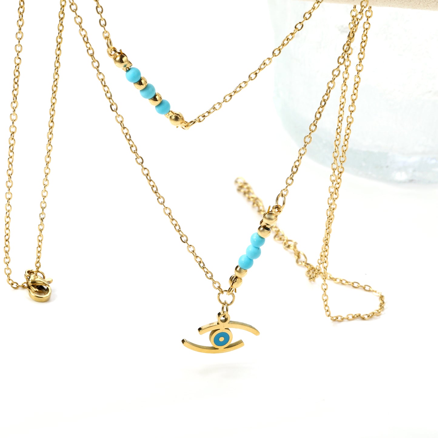 Bulk Gold Tone Double - layer Chain Gold Decor Necklace Luxurious Shine