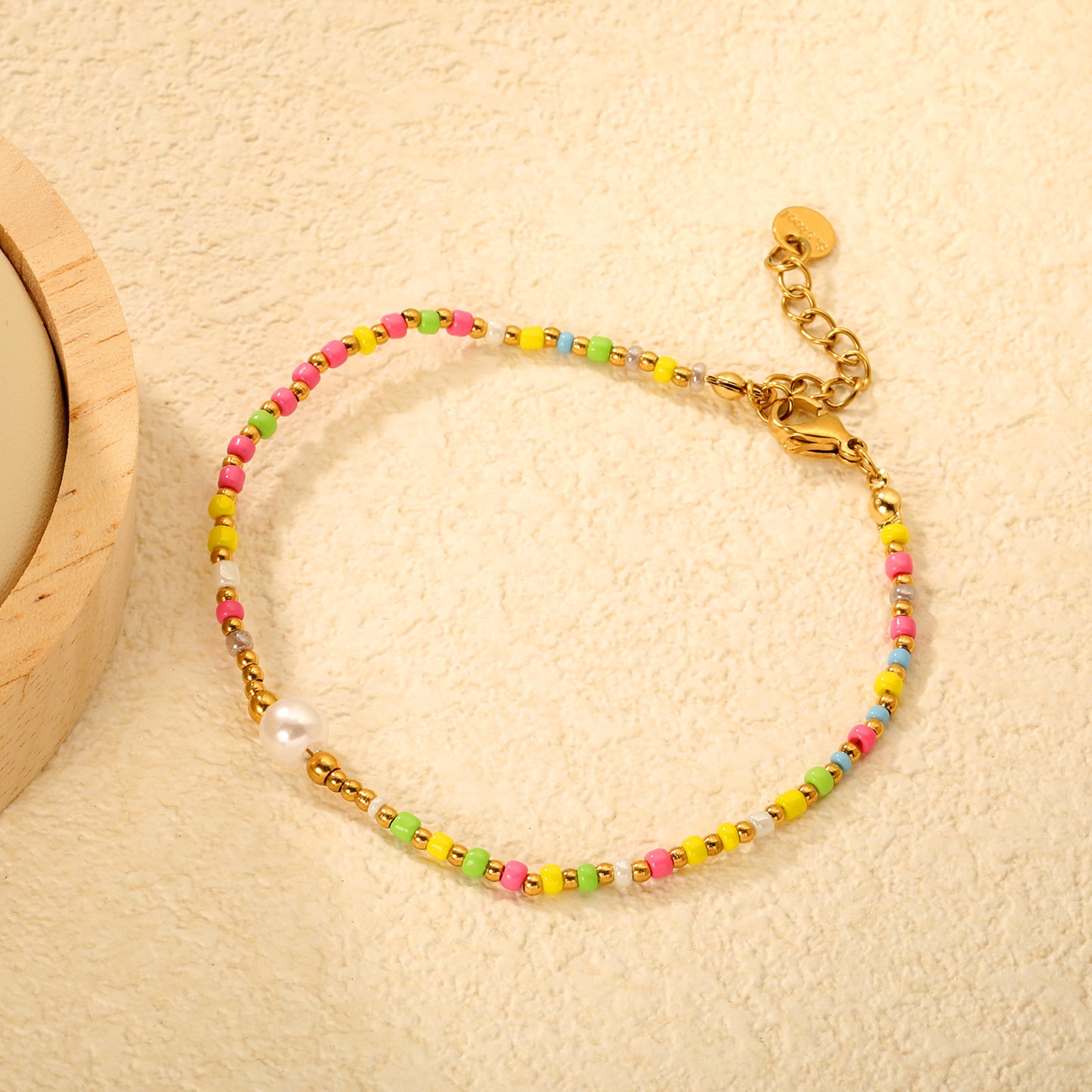 Fresh Multi-Texture PVD Gold Pearl & Millet Bead Bracelet