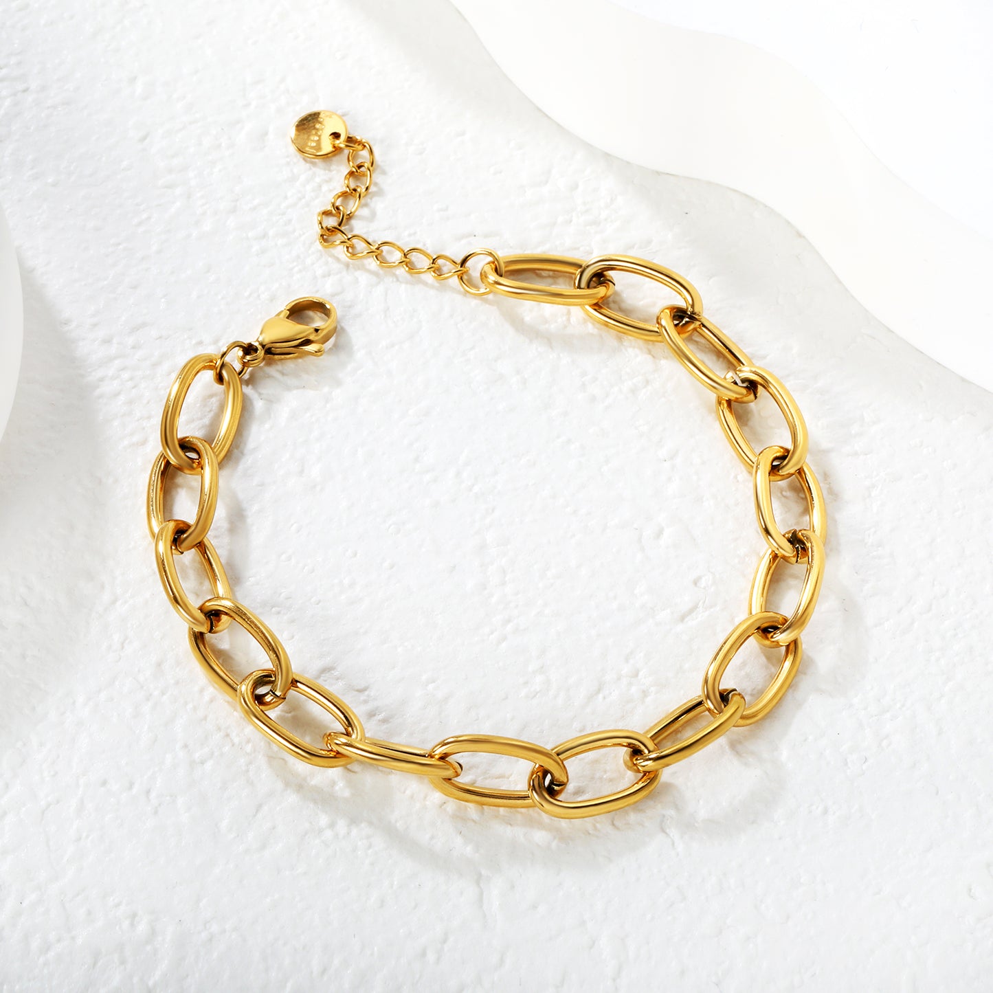 Minimalist Industrial PVD Gold Link & Cross Chain Bracelet