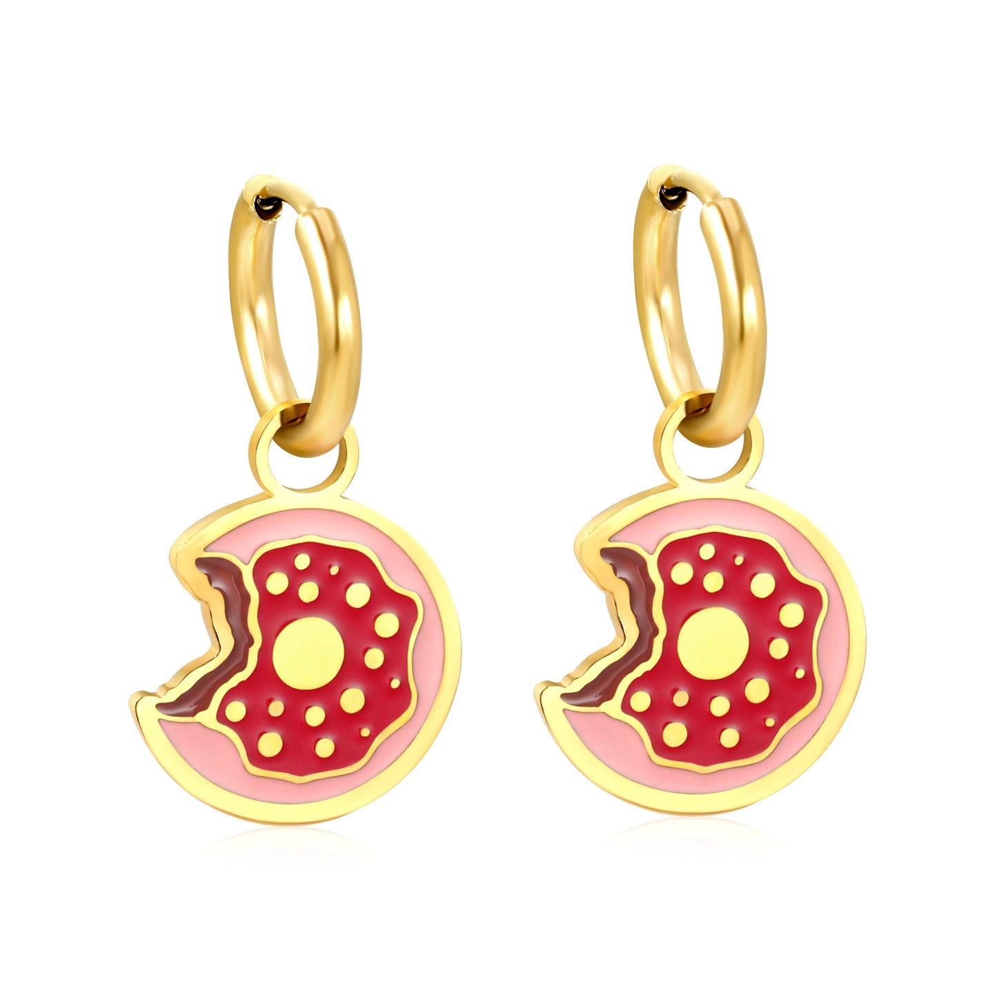 Bulk 18K Gold Donut - design Hoop Earrings SGS Certified