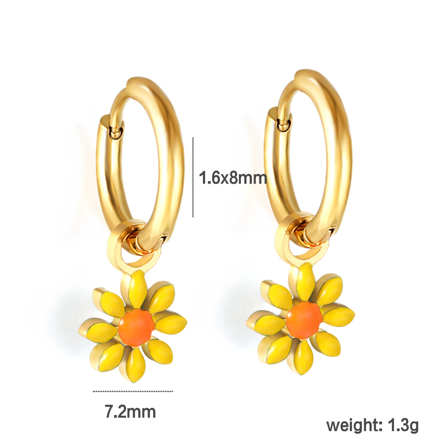 Bulk 18K Gold Blue Flower Hoop Earrings Charming Accessory