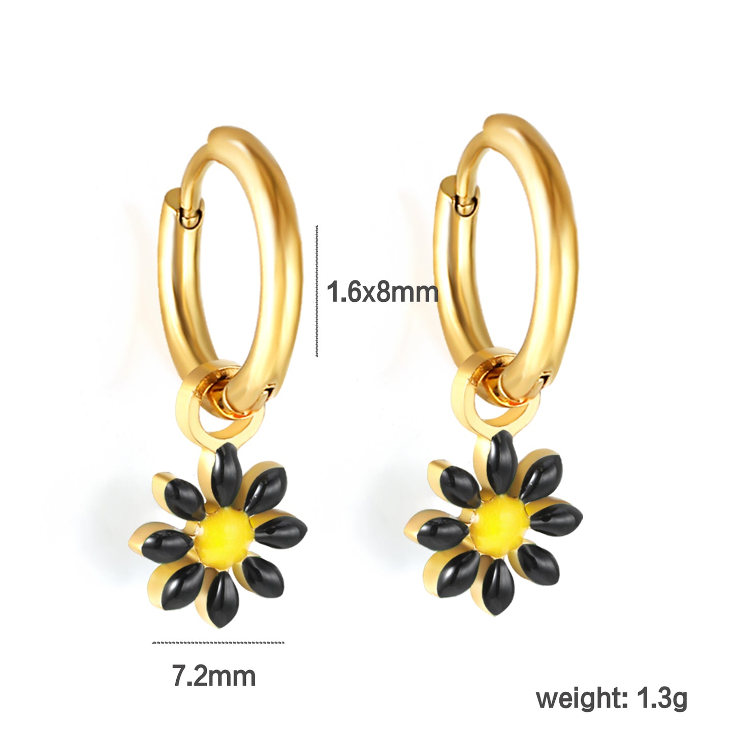 Bulk 18K Gold Blue Flower Hoop Earrings Charming Accessory