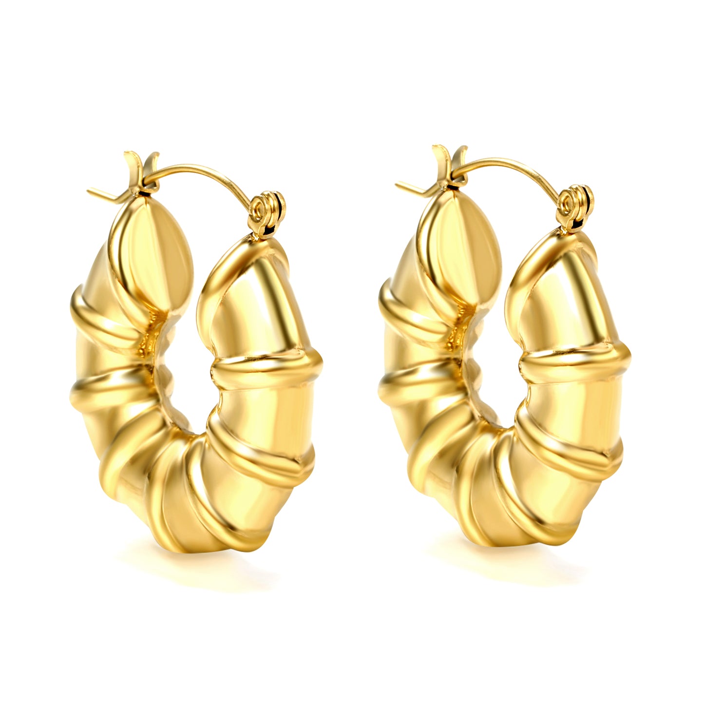 Wholesale Leaf - Adorned Gold U - shaped Earrings for Jewelry Suppliers