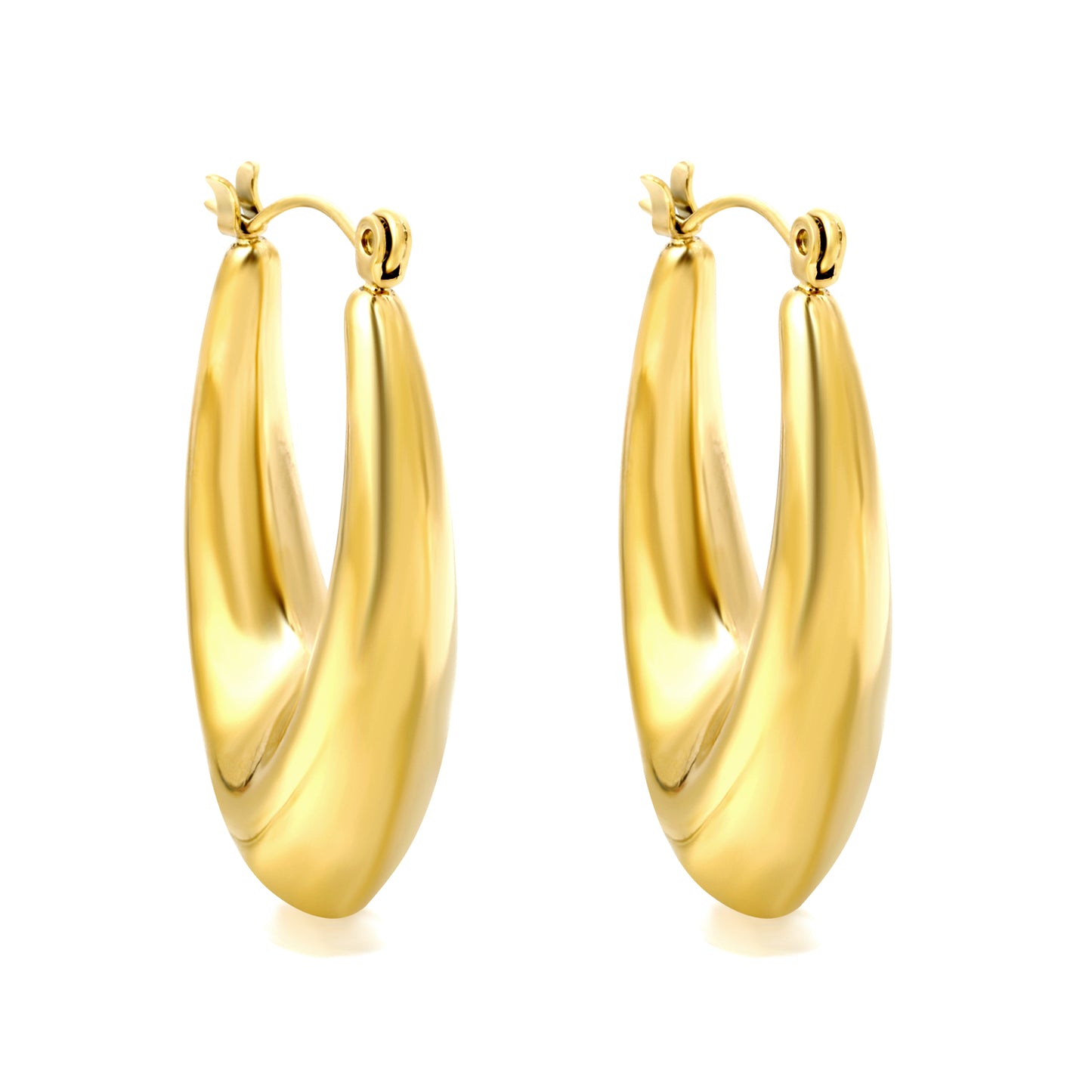 Wholesale Fan - textured Gold Hoop Earrings for Jewelry Retailers