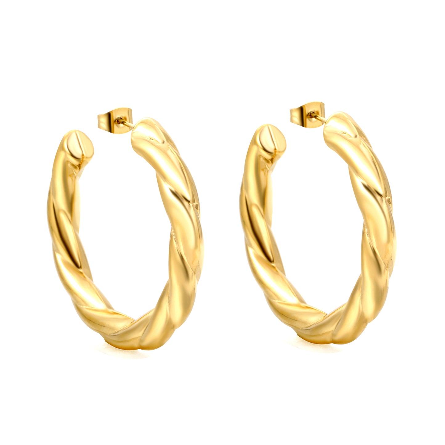 Wholesale Twisted - texture Gold Hoop Earrings for Jewelry Retailers