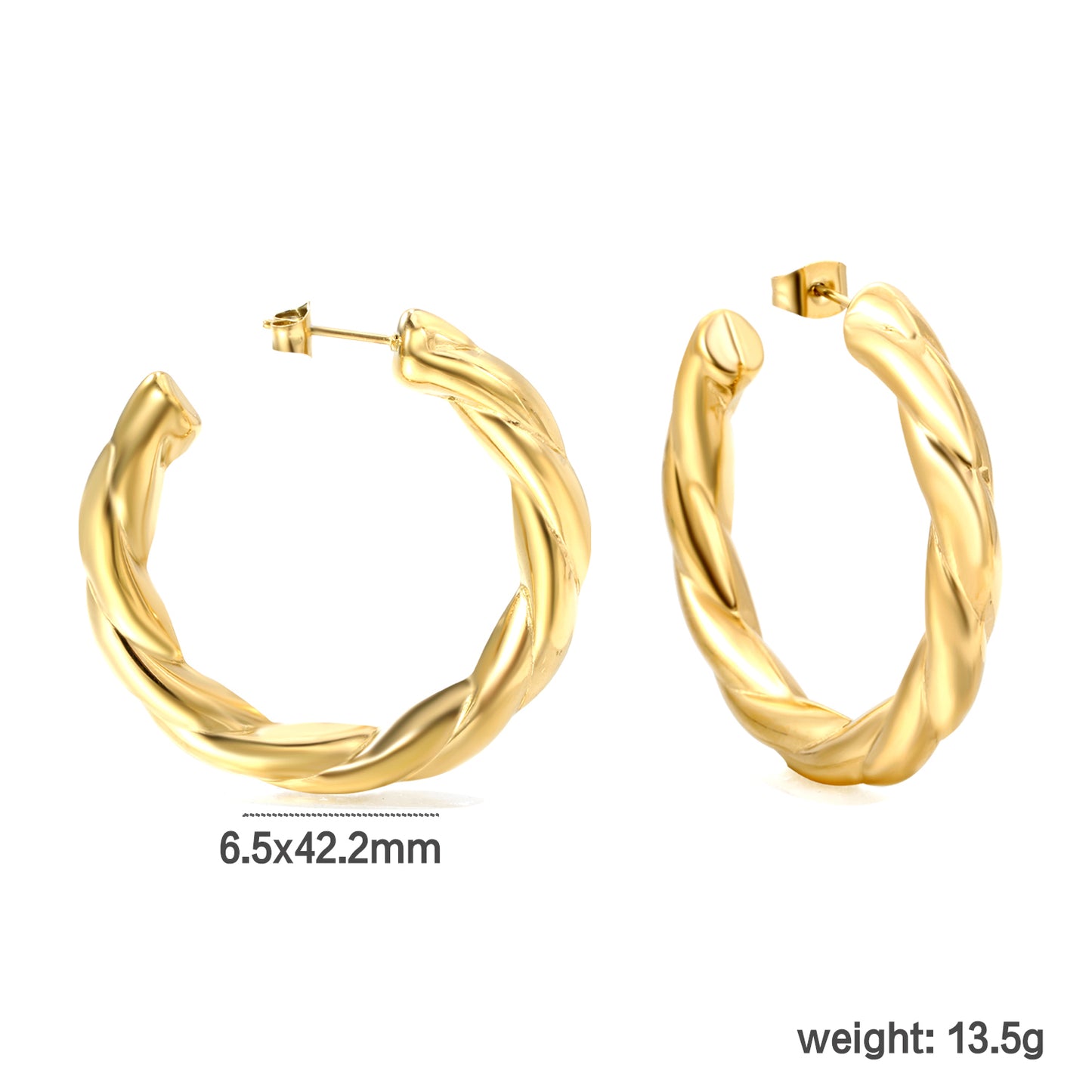 Wholesale Twisted - texture Gold Hoop Earrings for Jewelry Retailers