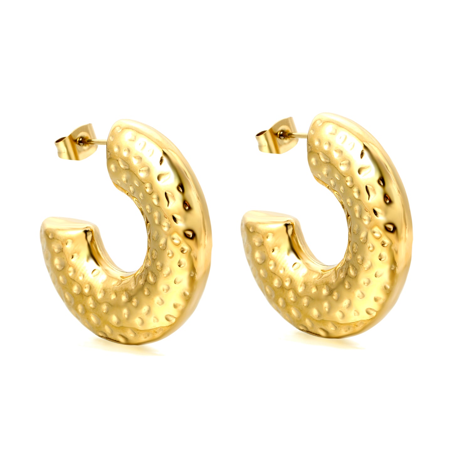 Wholesale Intricate Hollow Gold C - shaped Earrings for Jewelry Vendors