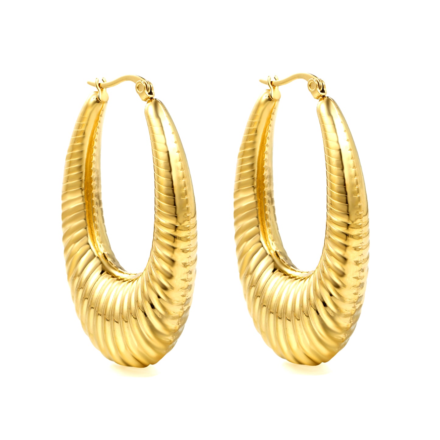 Wholesale Polished Curved Gold Hoop Earrings for Fashion Distributors