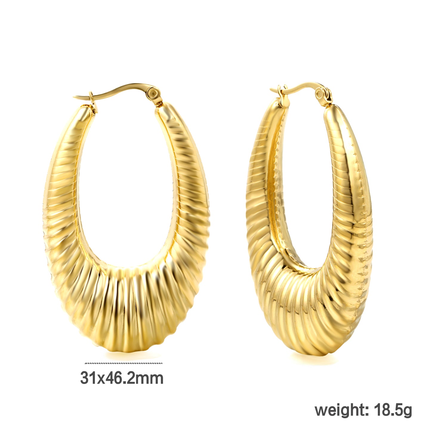 Wholesale Polished Curved Gold Hoop Earrings for Fashion Distributors