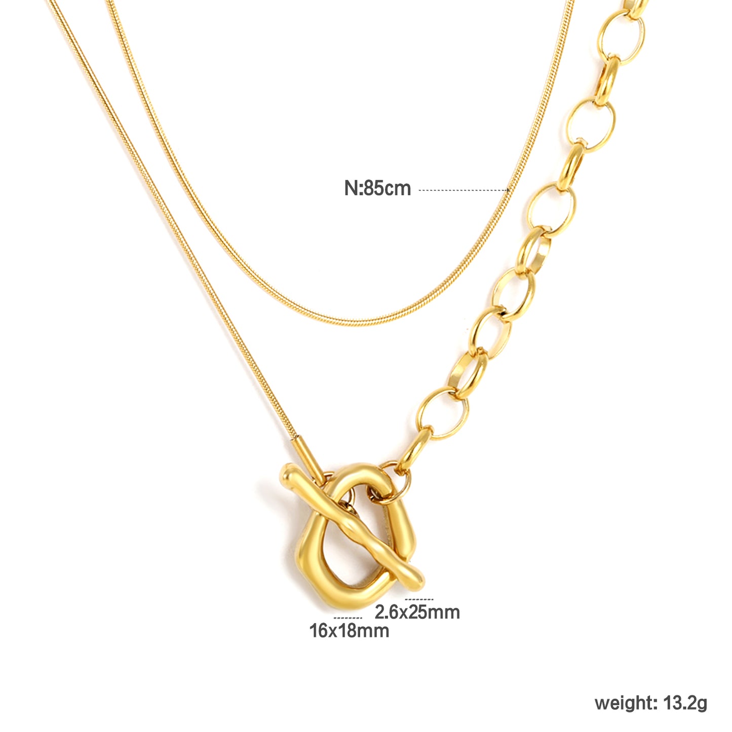 Bulk 18K Gold Plated Luxe Drop & Oval Pearl Snake Chain Necklace