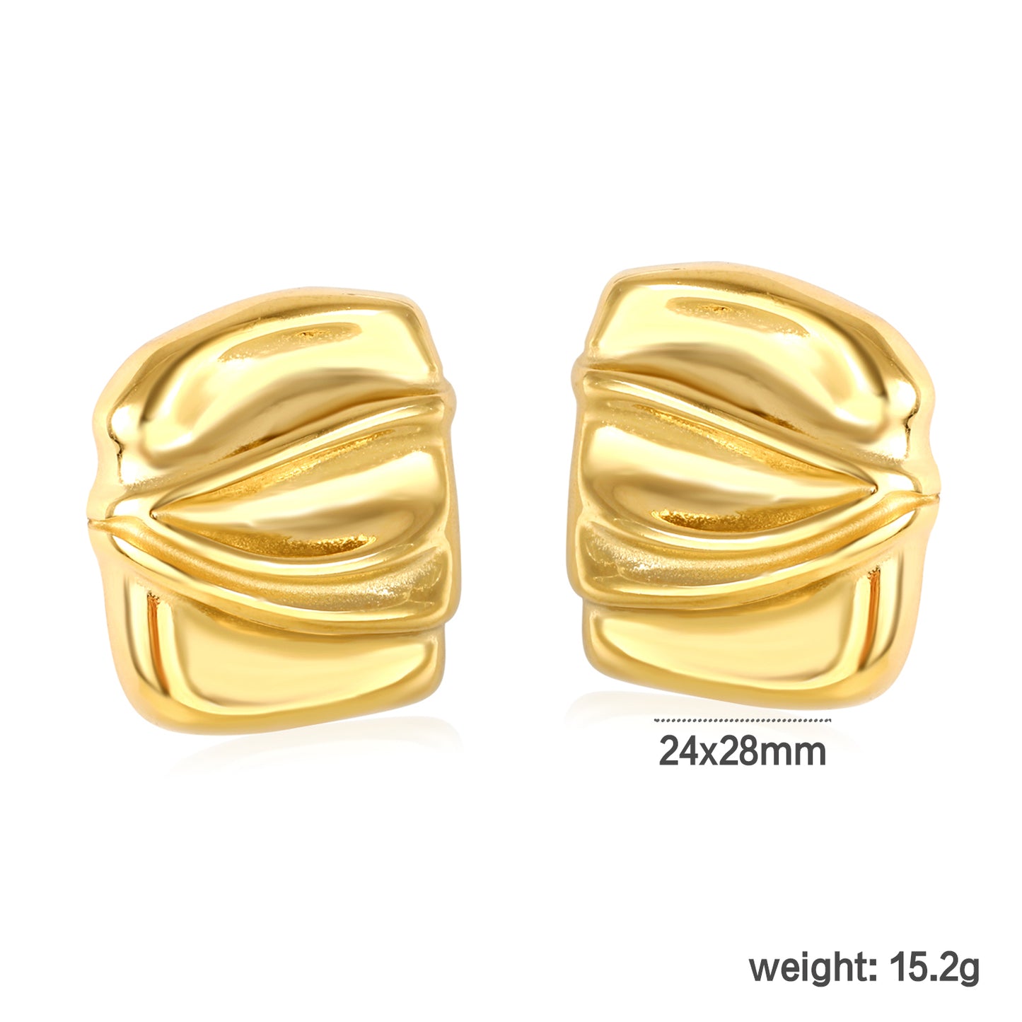 Wholesale 18K Gold Plated Crushed Metal Earrings Textured Surface Industrial Art