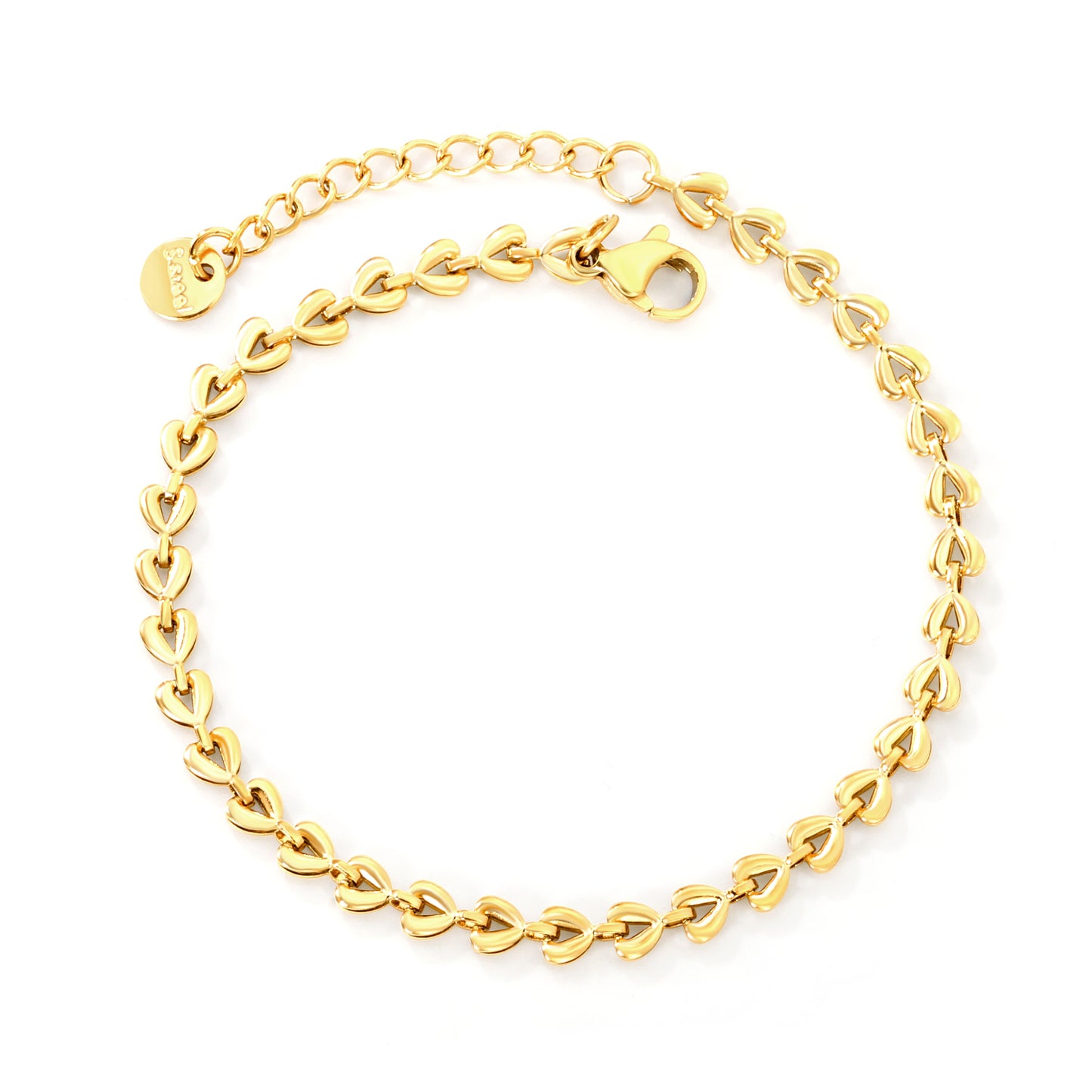 Stainless steel small heart chain + round tail tag bracelet jewelry supplier