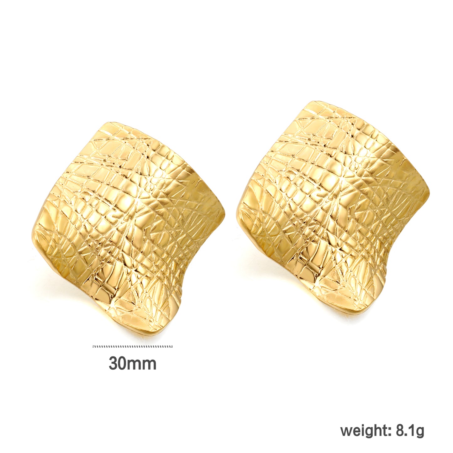 Wholesale Gold Textured Block Hoop Earrings