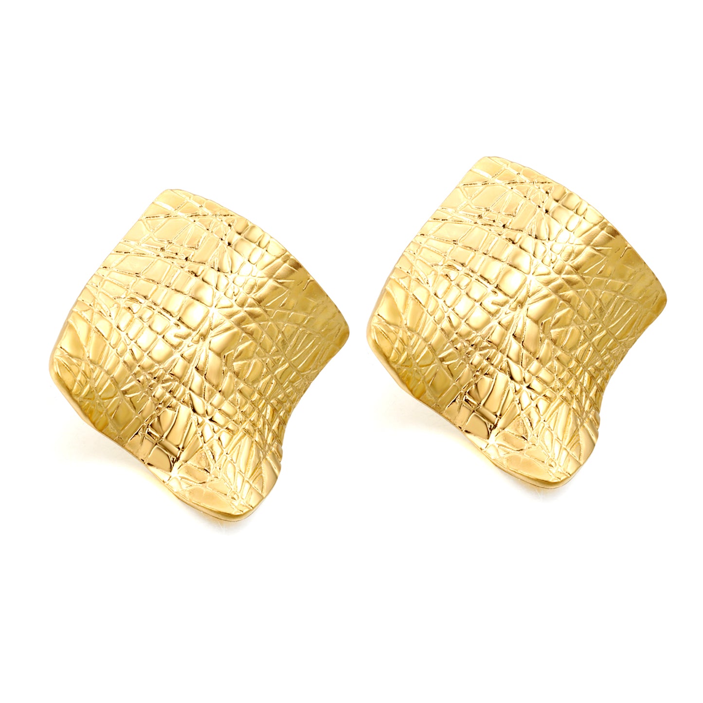 Wholesale Gold Textured Block Hoop Earrings