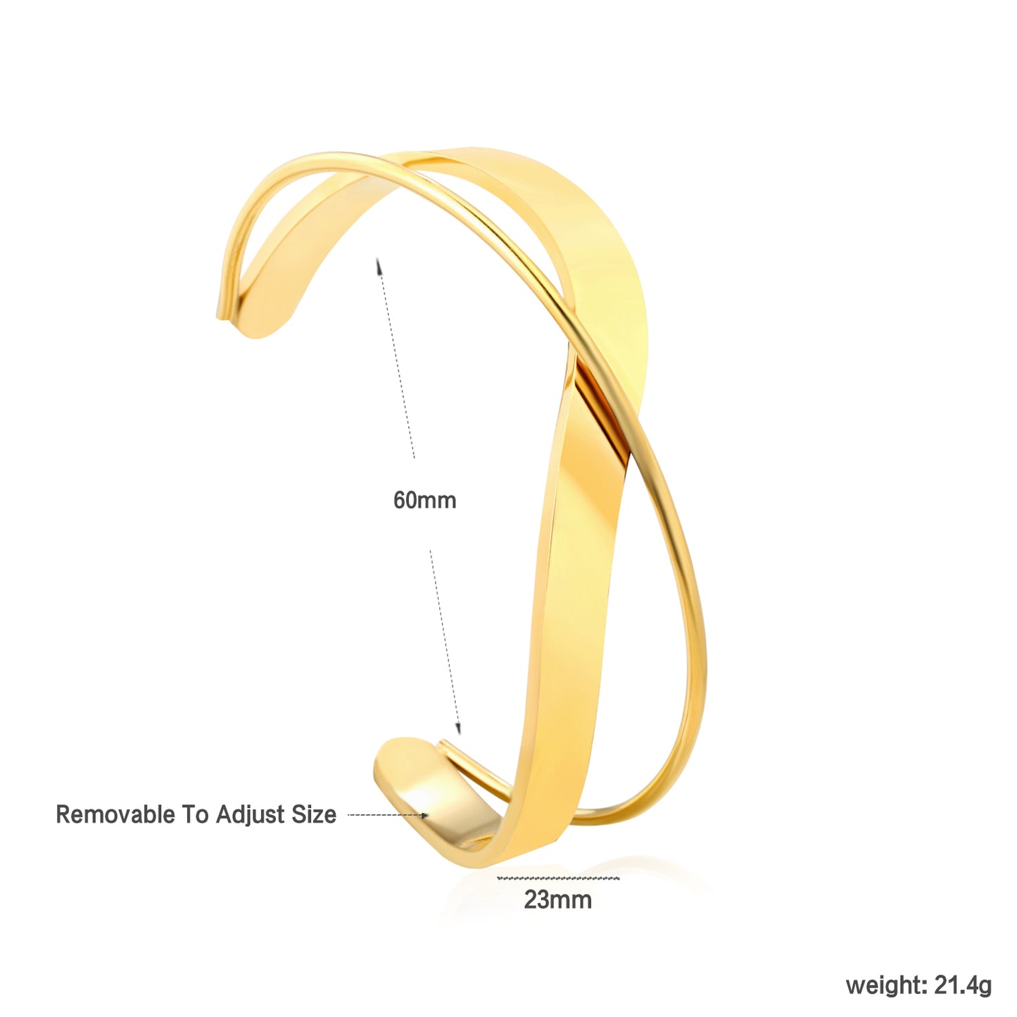 Bulk 18K Gold Plated Modern Crossed Geometric Bangle Bracelet