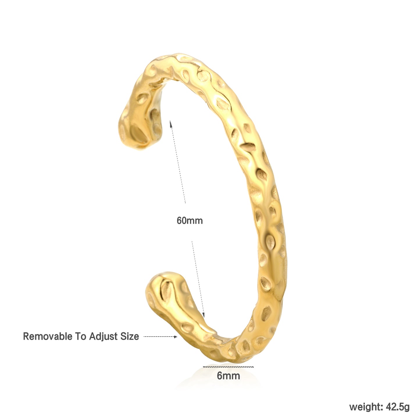 Bulk 18K Gold Plated Artisanal Hammered Drop Bangle Bracelet