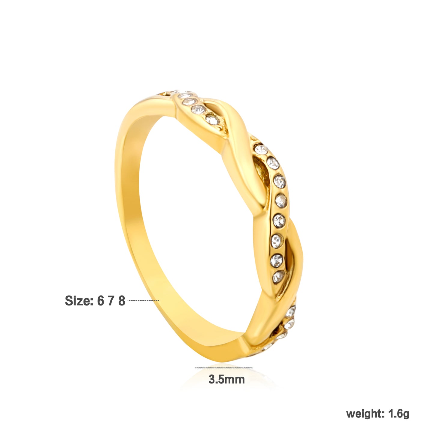 Wholesale 18K Gold Plated Twisted Band Ring Diamond & Gemstone Options Multi-Color Festival Luxury