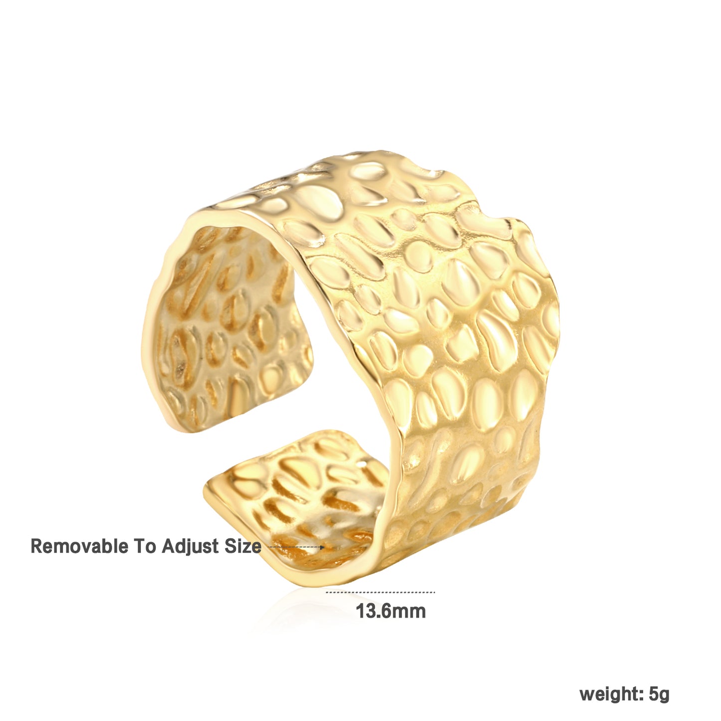 Wholesale Honeycomb-Patterned Open 18K Gold Stainless Steel Ring