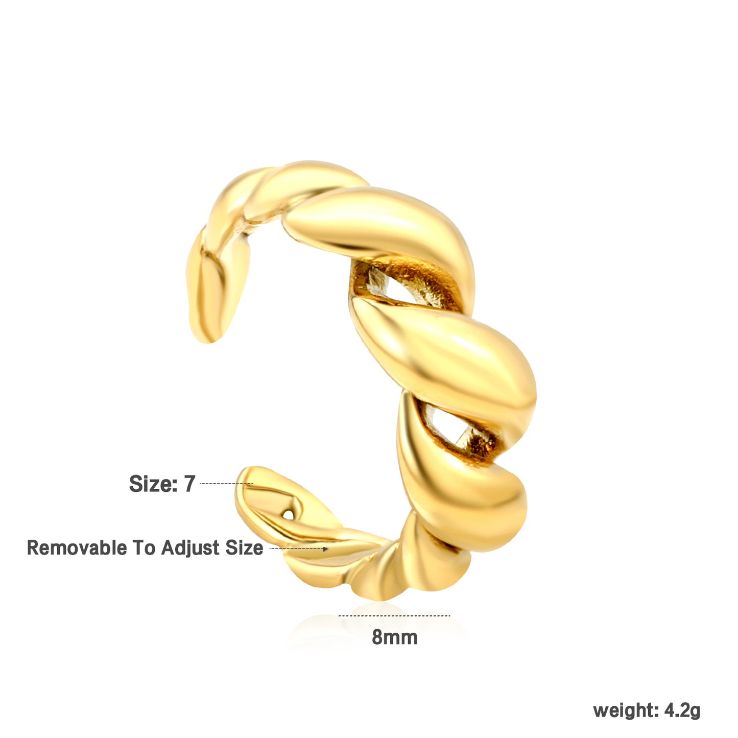 Bulk 18K Gold Plated Luxe Braided Twist Open Ring