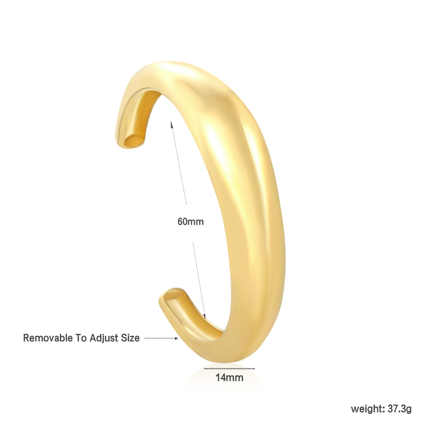 Bulk 18K Gold Plated Contemporary Irregular C-Shaped Bracelet