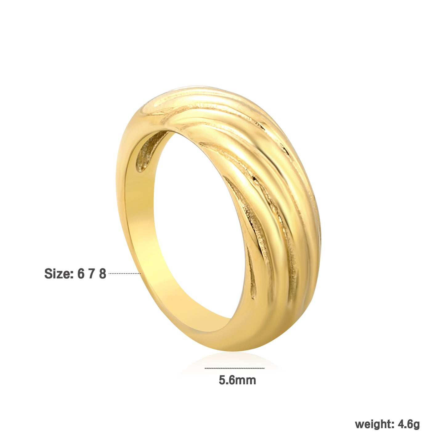Wholesale 18K Gold Plated Multi-Wire Twist Ring Parallel Lines Textured Detail Light Luxury