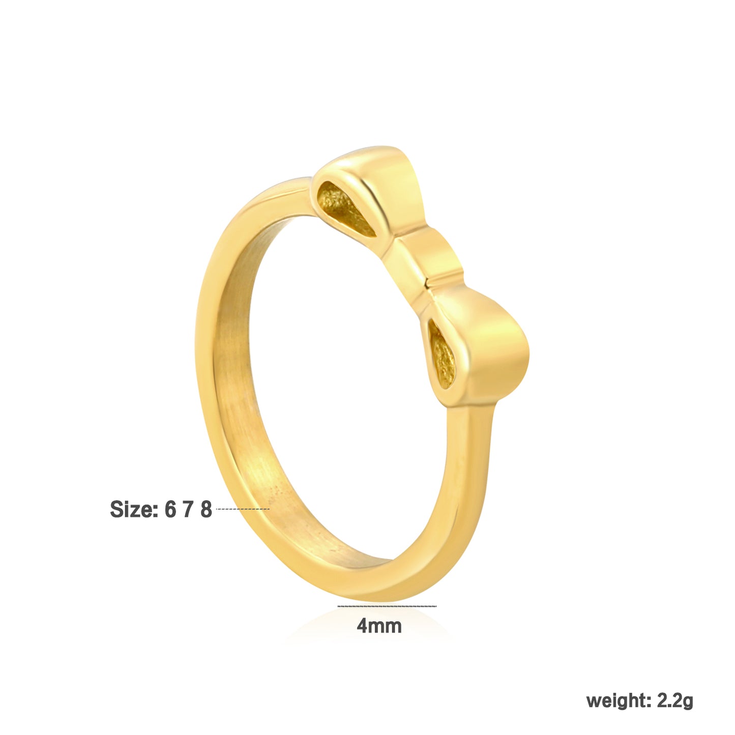 Wholesale 18K Gold Plated Bow Motif Ring Delicate Festive Accent Holiday Celebration Jewelry