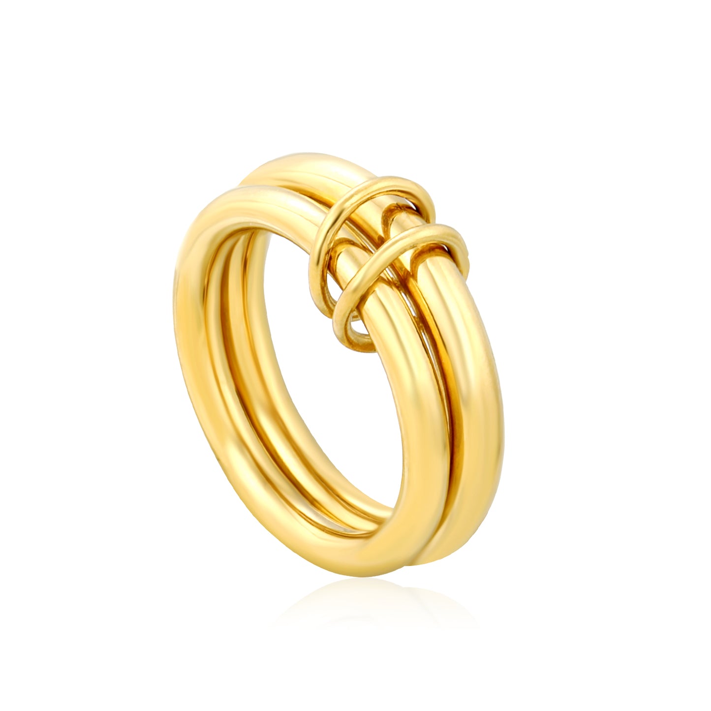 Wholesale 18K Gold Plated Multi-Loop Interlock Ring Twisted Circle Sculpture Light Luxury Art