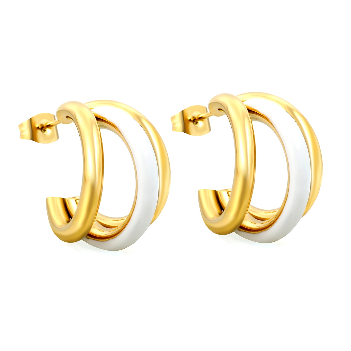Bulk 18K Gold Huggie Earrings Colorful Drip Enamel Coating Hypoallergenic