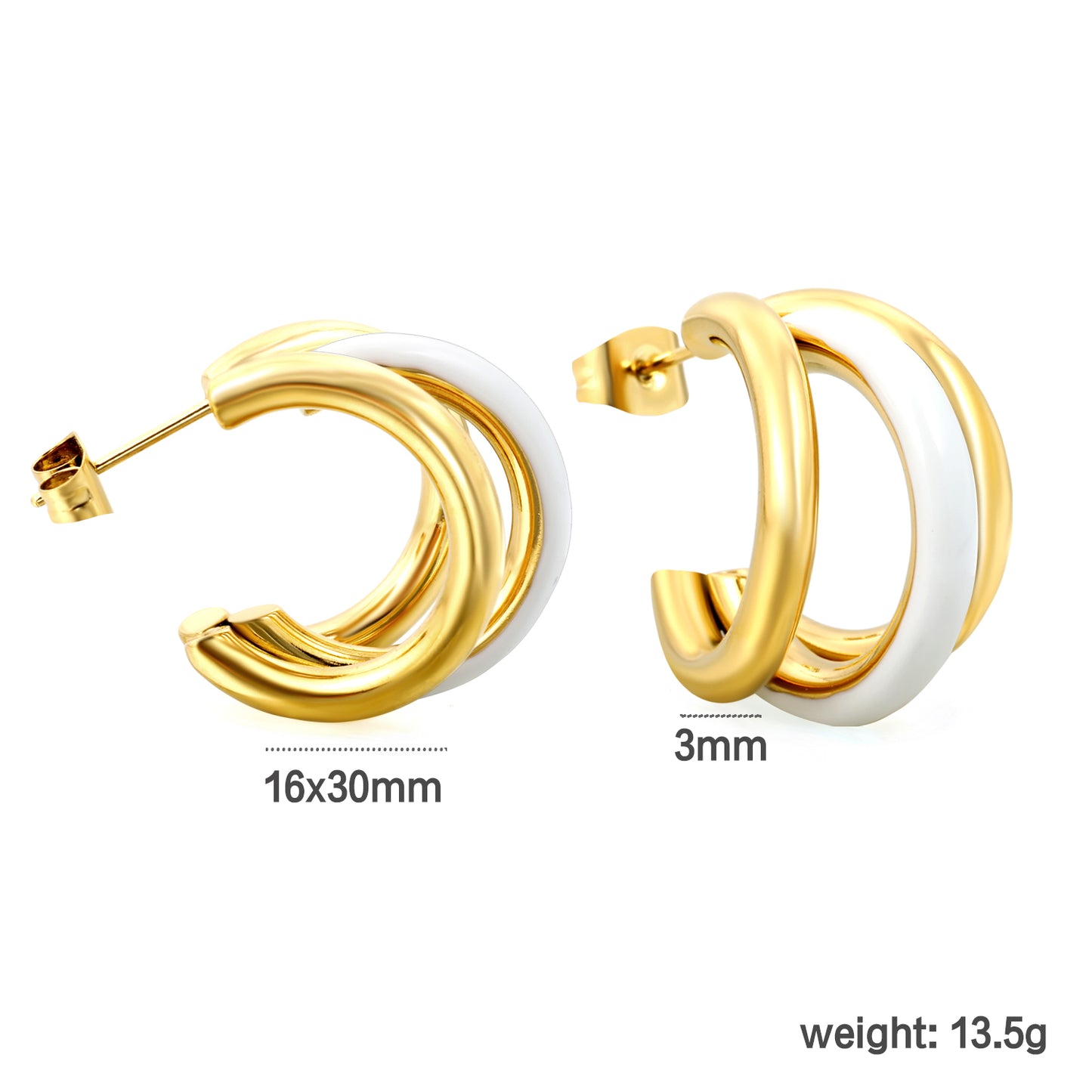 Bulk 18K Gold Huggie Earrings Colorful Drip Enamel Coating Hypoallergenic