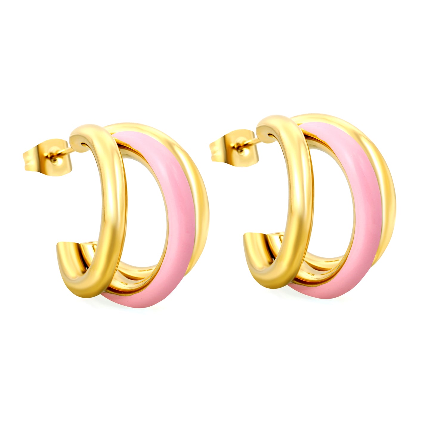 Bulk 18K Gold Huggie Earrings Colorful Drip Enamel Coating Hypoallergenic