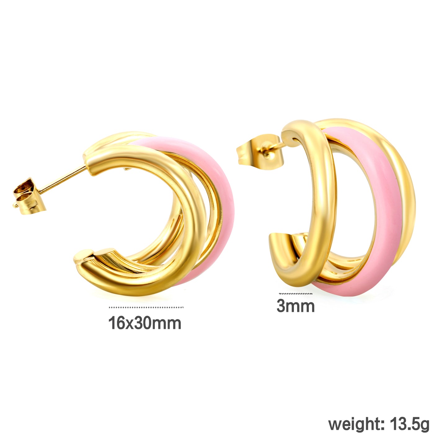 Bulk 18K Gold Huggie Earrings Colorful Drip Enamel Coating Hypoallergenic