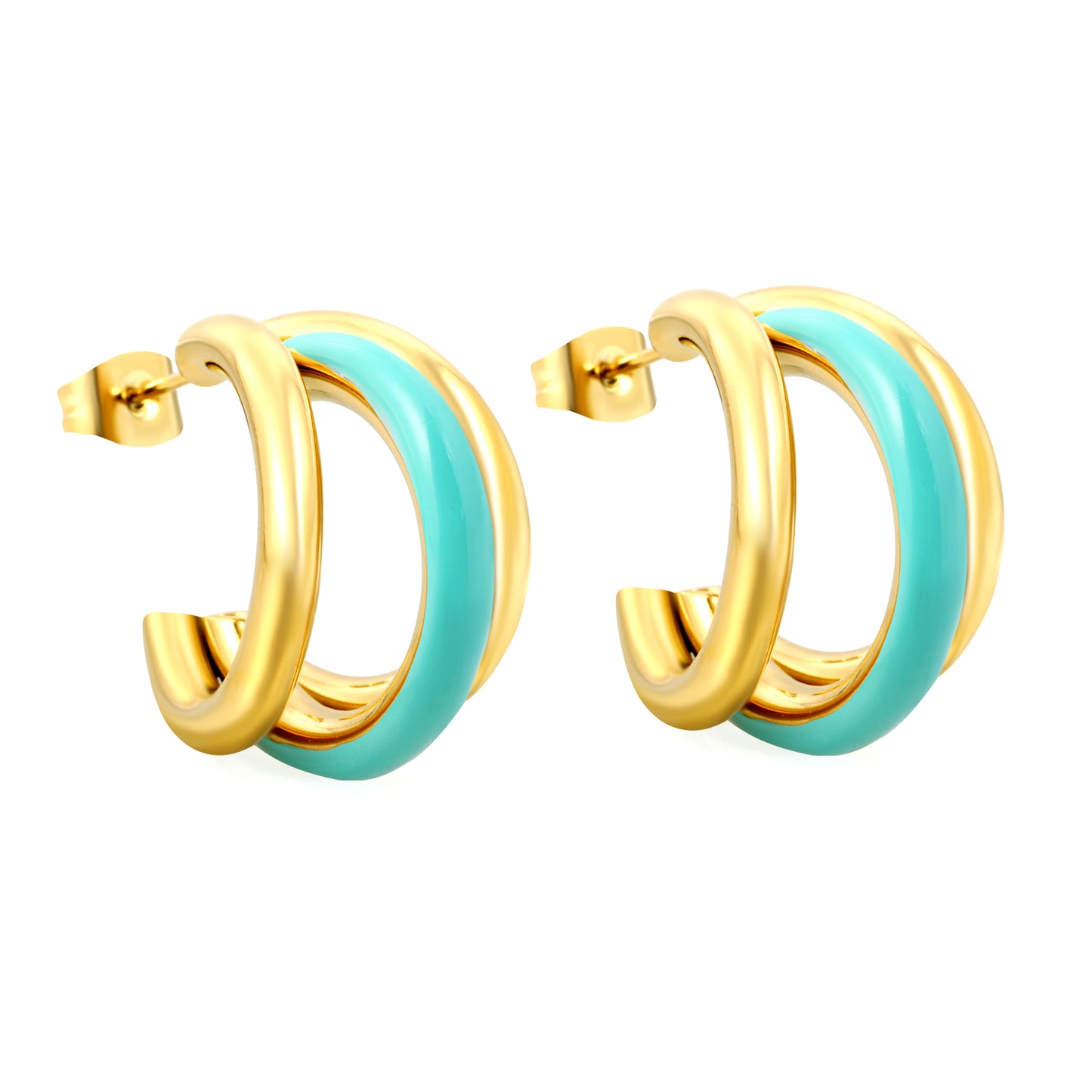 Bulk 18K Gold Huggie Earrings Colorful Drip Enamel Coating Hypoallergenic