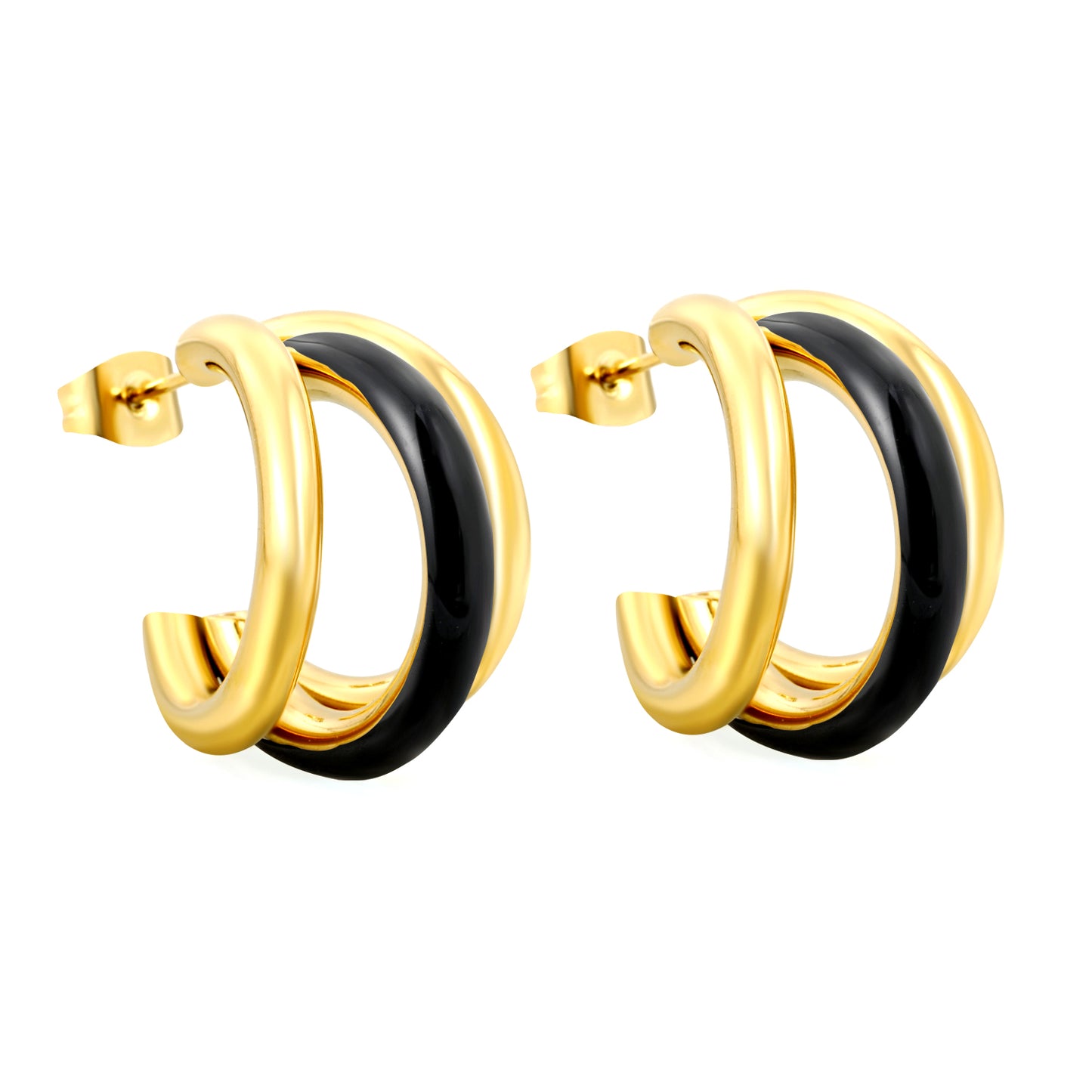 Bulk 18K Gold Huggie Earrings Colorful Drip Enamel Coating Hypoallergenic