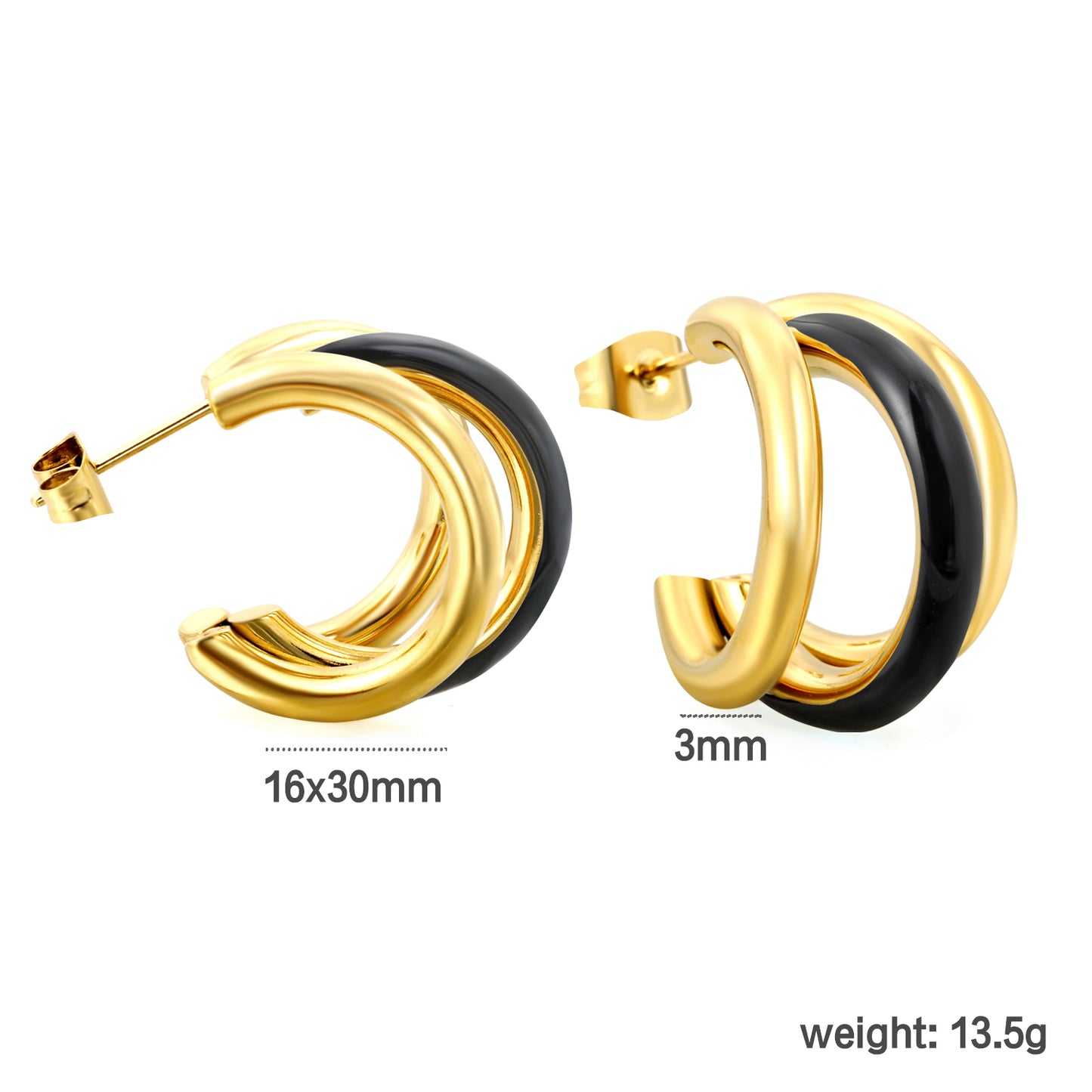Bulk 18K Gold Huggie Earrings Colorful Drip Enamel Coating Hypoallergenic